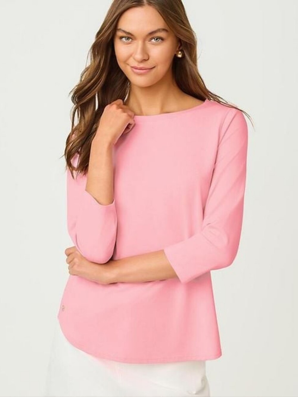 Lilly Pulitzer Key West Women’s Choch Shell Pink Boatneck 3/4 Sleeve Top NWTS L